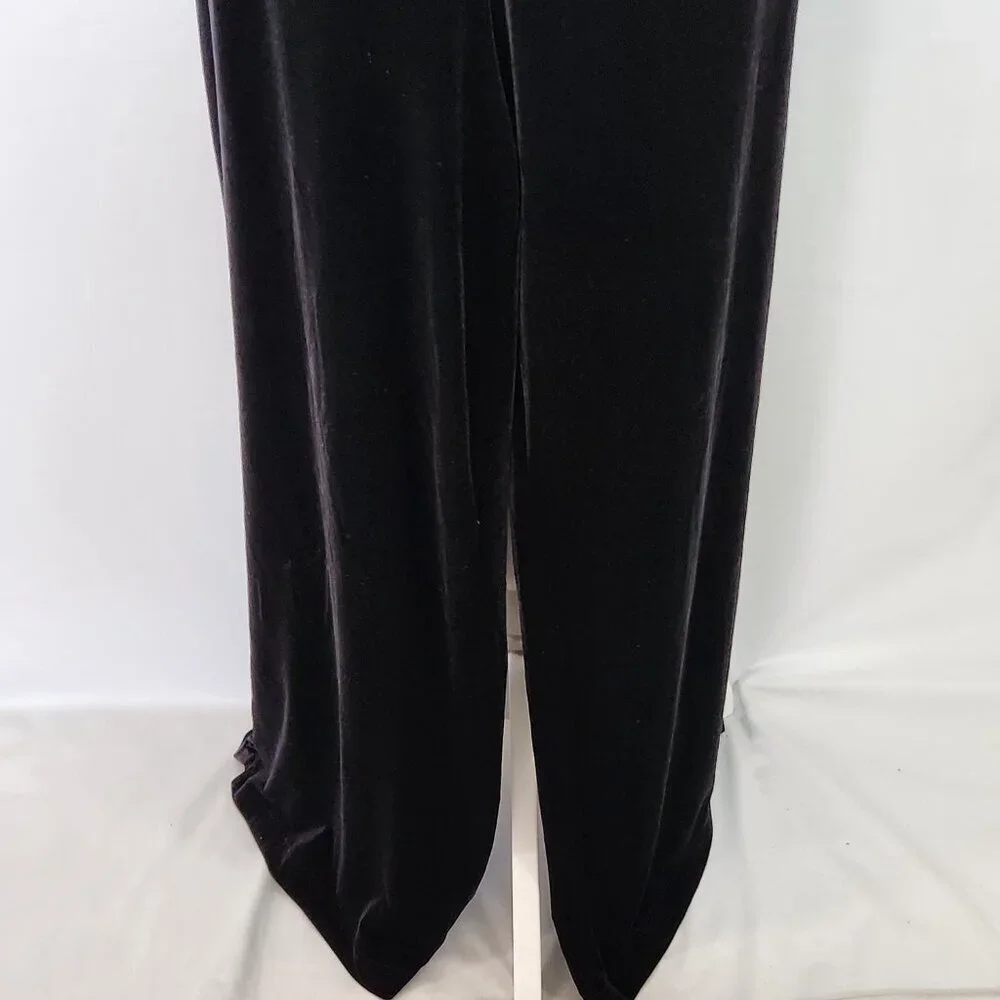 Chico's SZ 3/16S Black Velvet Stretch Knit Wide Leg Elastic Waist Pull On Pants - Picture 4 of 11